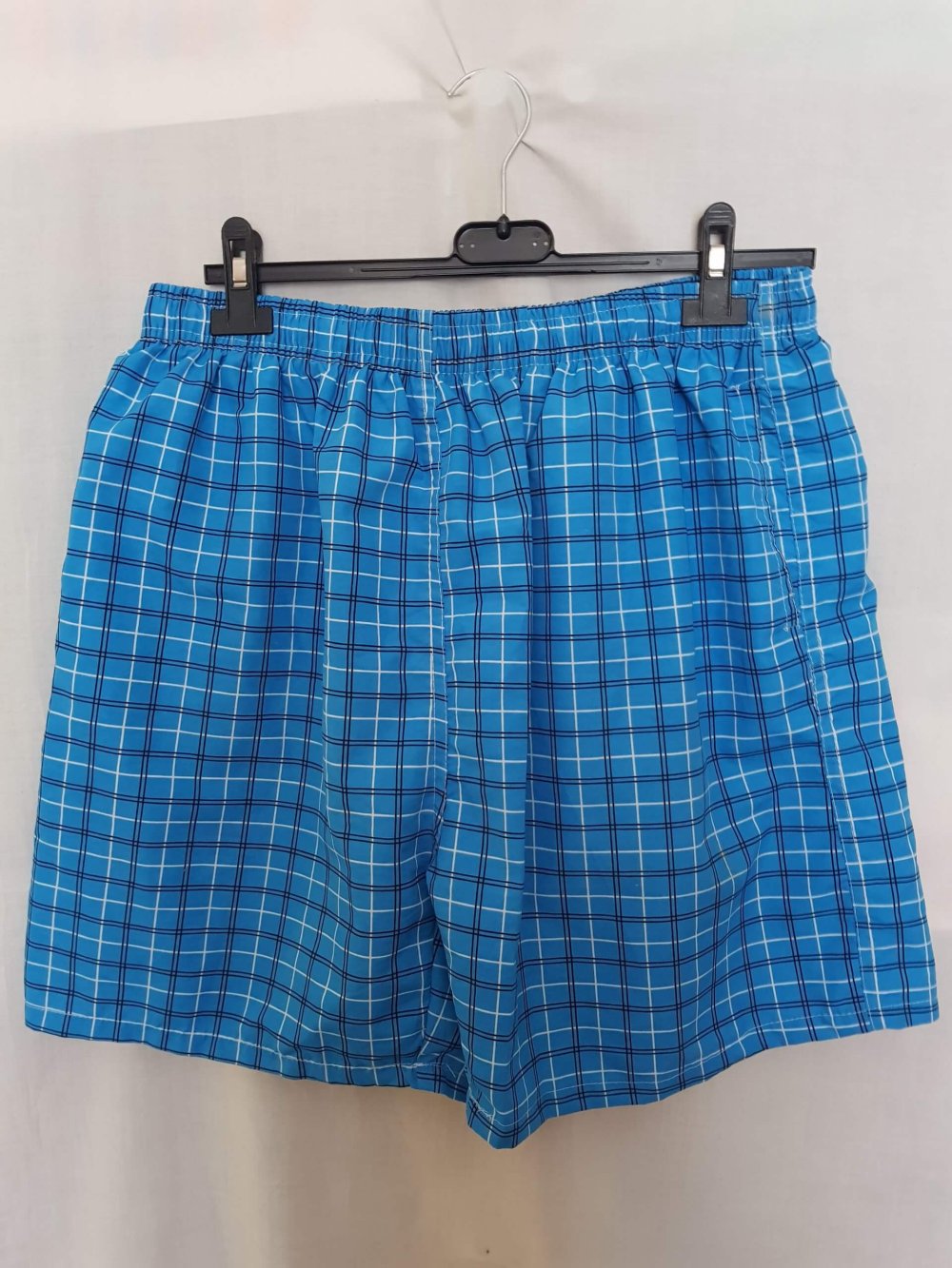 Férfi short, rövidnadrág - 4XL, világoskék, kockás