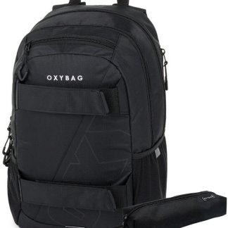 OXY Sport hátizsák, iskolatáska beledobálós tolltartóval, 3 rekeszes, 46x32x16cm, Black, fekete Zsanna Boltjában