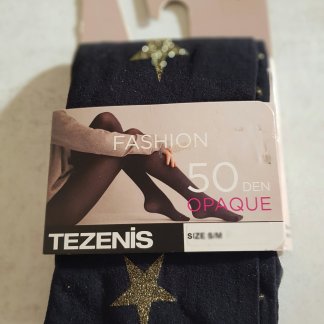 Tezenis 50 DEN csillagos fekete harisnyanadrág – S/M Zsanna Boltja